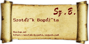 Szoták Bogáta névjegykártya